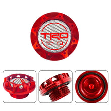 Load image into Gallery viewer, Brand New Jdm TRD Real Carbon Fiber Sticker with ALUMNIUM Red Billet Engine Oil FILLER Cap
