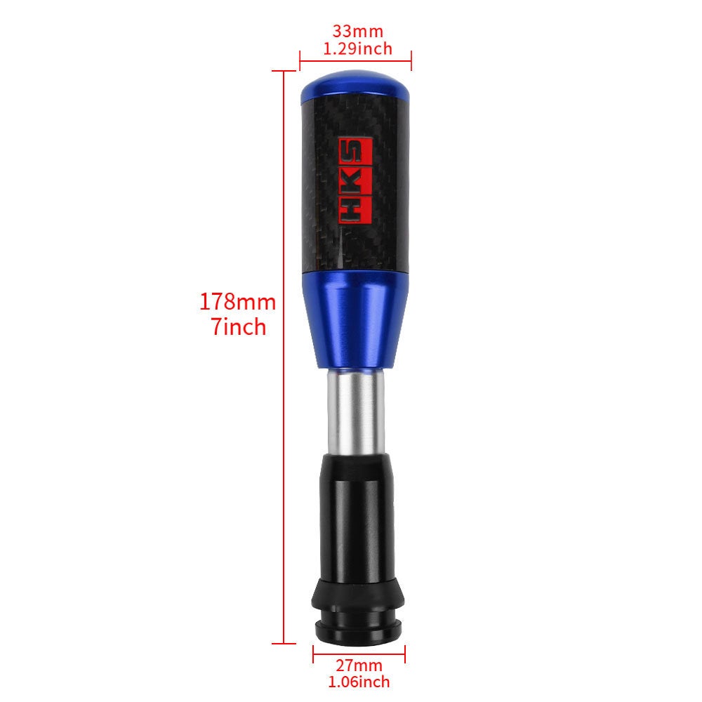 Brand New Universal HKS Blue Carbon Fiber Automatic Gear Shift Knob Shifter Lever Head
