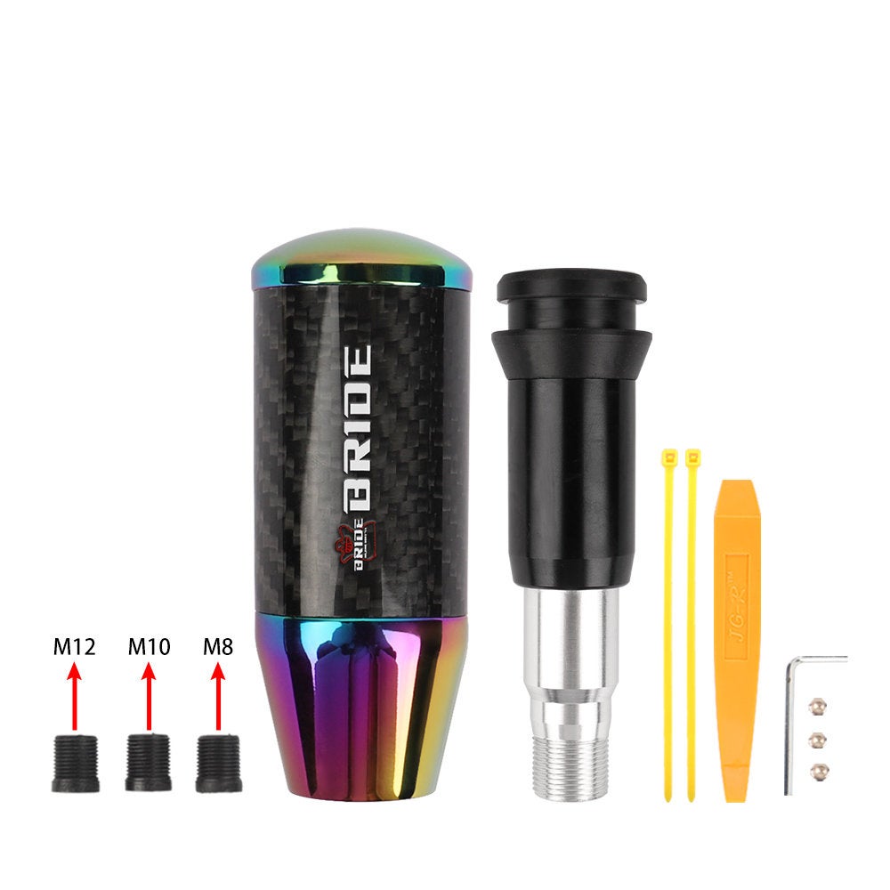 Brand New Universal Bride Neo-Chrome Carbon Fiber Automatic Gear Shift Knob Shifter Lever Head
