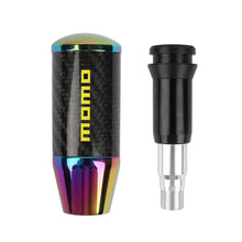 Load image into Gallery viewer, Brand New Universal Momo Neo-Chrome Carbon Fiber Automatic Gear Shift Knob Shifter Lever Head