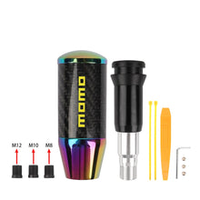 Load image into Gallery viewer, Brand New Universal Momo Neo-Chrome Carbon Fiber Automatic Gear Shift Knob Shifter Lever Head