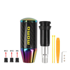 Brand New Universal Momo Neo-Chrome Carbon Fiber Automatic Gear Shift Knob Shifter Lever Head
