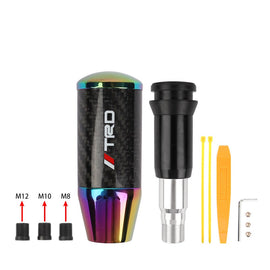 Brand New Universal TRD Neo-Chrome Carbon Fiber Automatic Gear Shift Knob Shifter Lever Head