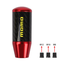 Load image into Gallery viewer, Brand New Universal Momo Red Carbon Fiber Manual Gear Stick Shift Knob Lever Shifter M12 M10 M8