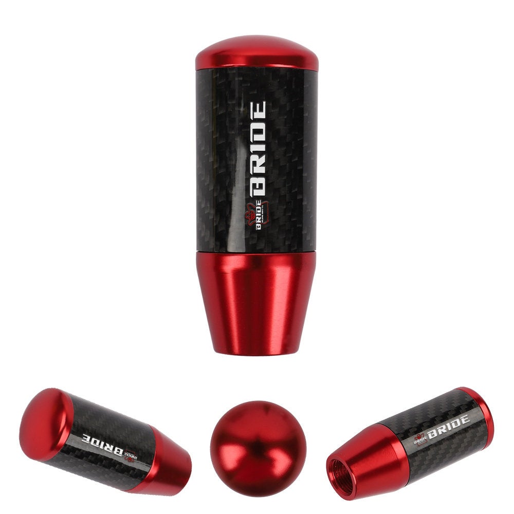 Brand New Universal Bride Red Carbon Fiber Manual Gear Stick Shift Knob Lever Shifter M12 M10 M8
