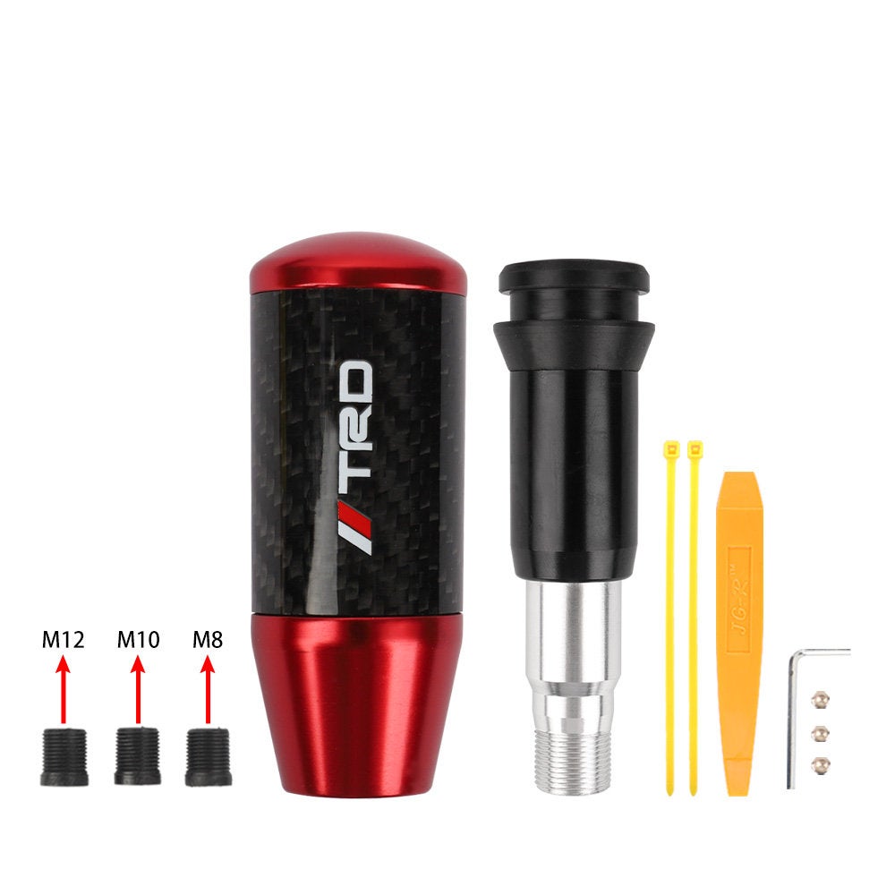 Brand New Universal TRD Red Carbon Fiber Automatic Gear Shift Knob Shifter Lever Head