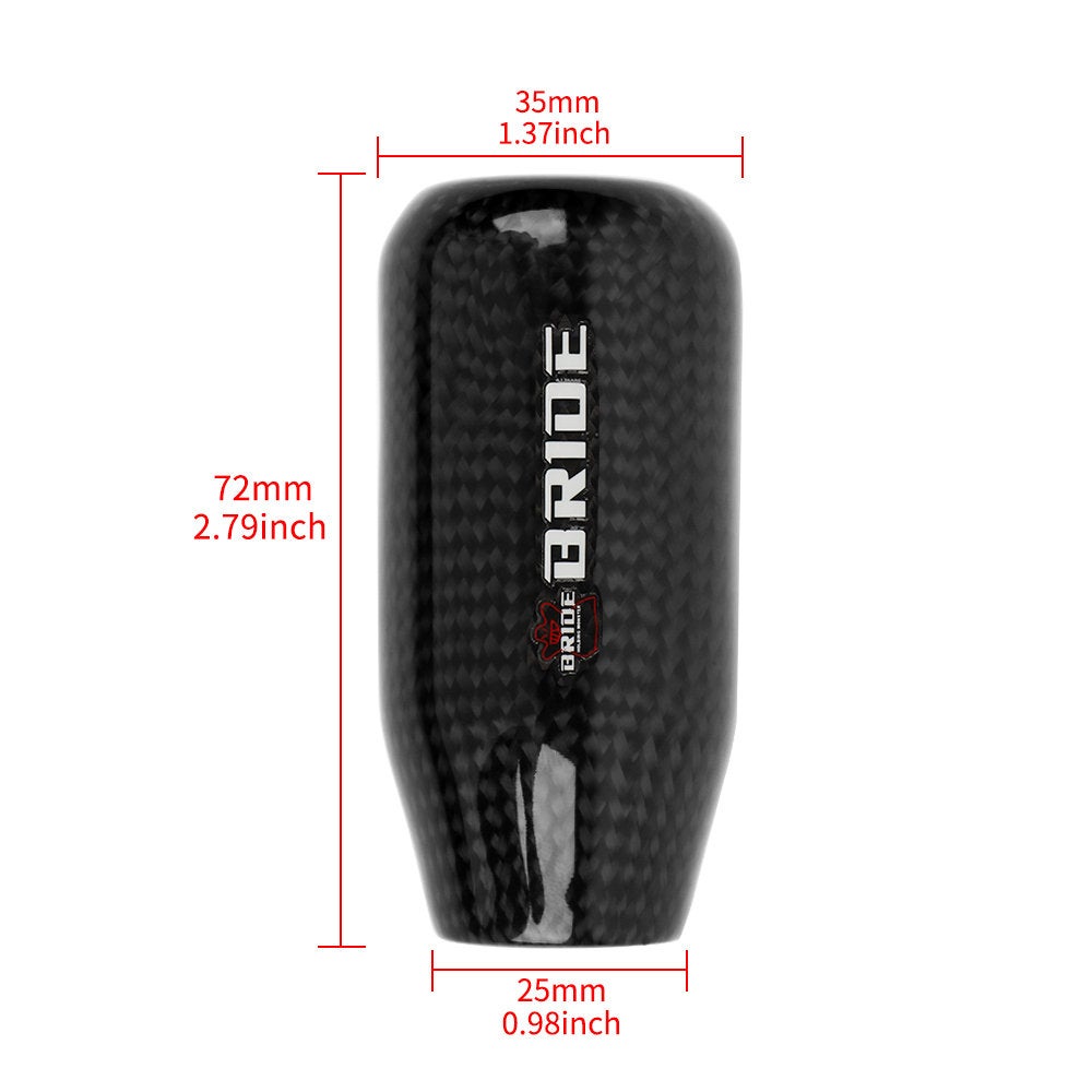 Brand New Universal V5 Bride Black Real Carbon Fiber Car Gear Stick Shift Knob For MT Manual M12 M10 M8