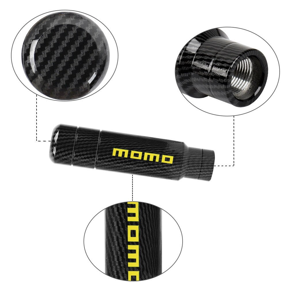 Brand New Universal Momo Carbon Fiber Aluminum Manual Gear Stick Shift Knob Shifter M8 M10 M12