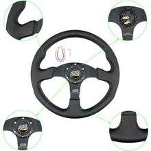 Load image into Gallery viewer, Brand New 14&quot; MUGEN Style Racing Black Stitching Leather Sport Steering Wheel w Horn Button