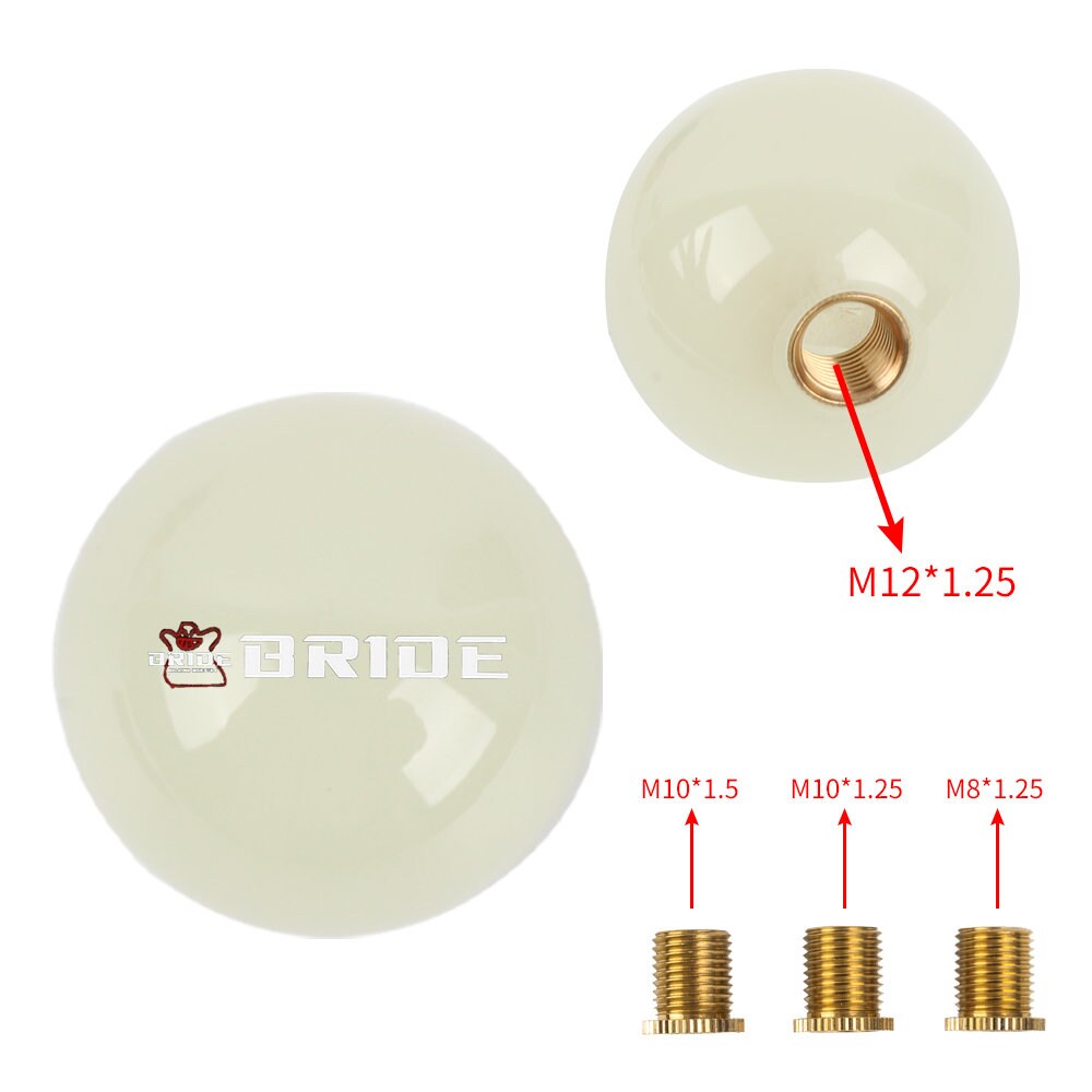 Brand New Jdm Bride Universal Glow In the Dark Green Round Ball Shift Knob M8 M10 M12 Adapter