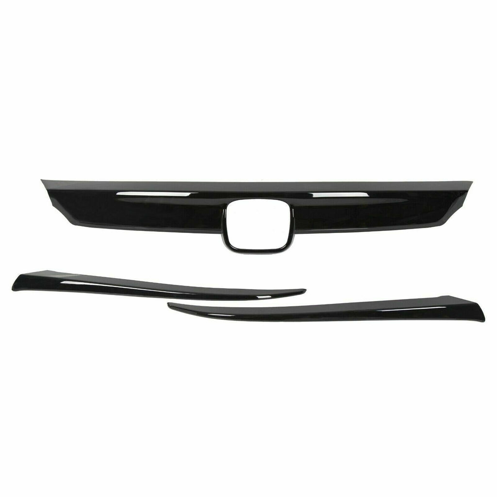 BRAND NEW 3PCS 2018-2020 For Honda Accord 4DR ABS Glossy Black Front Grille Cover Moulding Trim + Eye Lid