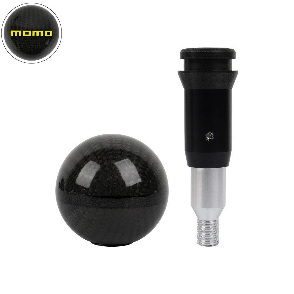 Brand New Momo Automatic Car Gear Shift Knob Round Ball Shape Black Real Carbon Fiber