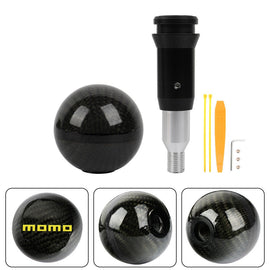 Brand New Momo Automatic Car Gear Shift Knob Round Ball Shape Black Real Carbon Fiber