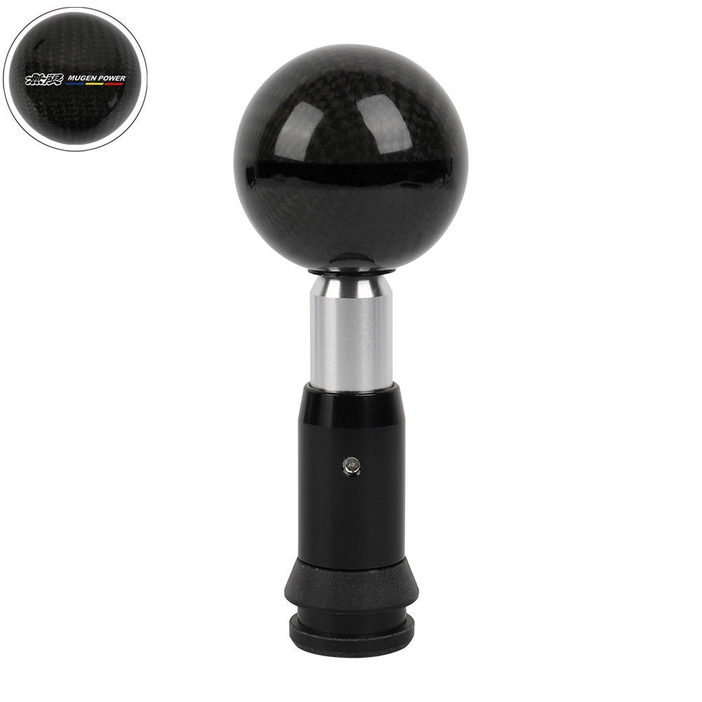 Brand New Mugen Automatic Car Gear Shift Knob Round Ball Shape Black Real Carbon Fiber