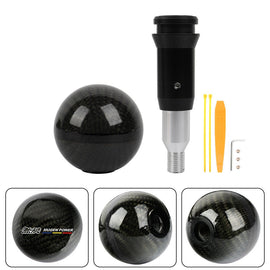 Brand New Mugen Automatic Car Gear Shift Knob Round Ball Shape Black Real Carbon Fiber