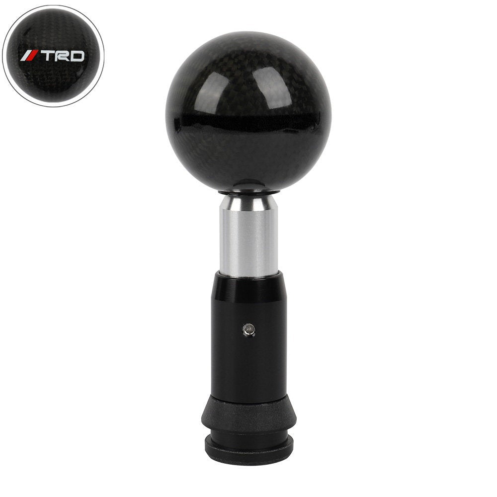Brand New TRD Automatic Car Gear Shift Knob Round Ball Shape Black Real Carbon Fiber