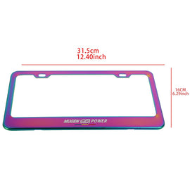 Brand New 2PCS Mugen Power Neo Chrome Stainless Steel License Plate Frame W/ Screw Caps