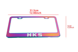Brand New 1PCS HKS Neo Chrome Stainless Steel License Plate Frame W/ Screw Caps