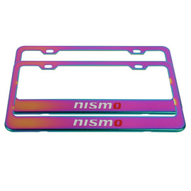 Brand New 2PCS Nismo Neo Chrome Stainless Steel License Plate Frame W/ Screw Caps