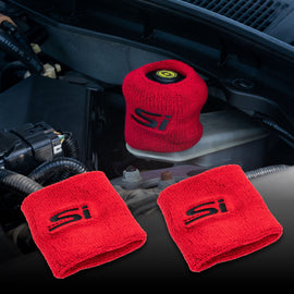 Brand New 2PCS Racing Civic SI Red Car Reservoir Tank Oil Cover Sock Racing Tank Sock