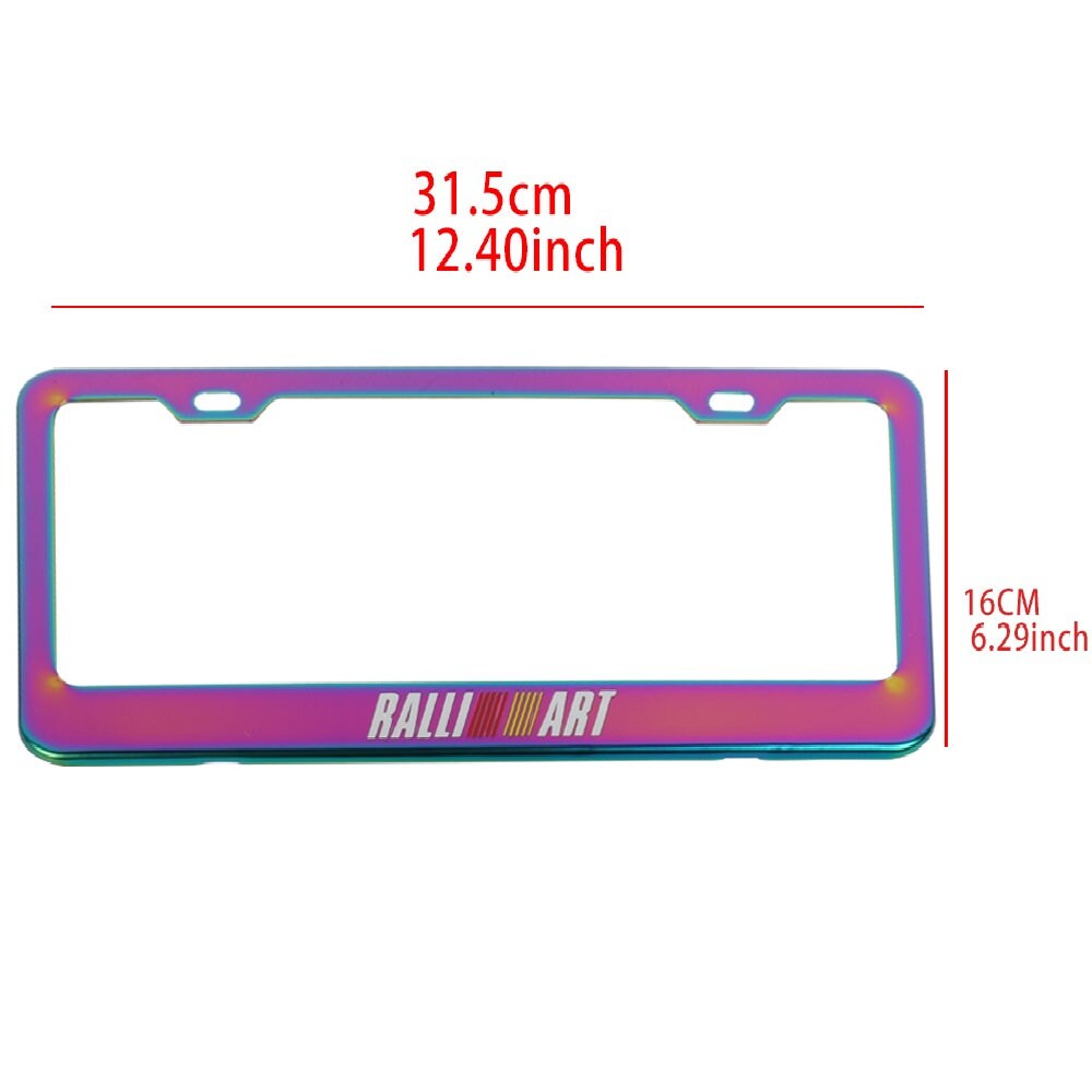 Brand New 1PCS Ralliart Neo Chrome Stainless Steel License Plate Frame W/ Screw Caps