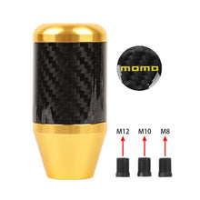 Load image into Gallery viewer, Brand New Universal Momo Gold Real Carbon Fiber Racing Gear Stick Shift Knob For MT Manual M12 M10 M8
