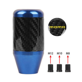 Brand New Universal Momo Blue Real Carbon Fiber Racing Gear Stick Shift Knob For MT Manual M12 M10 M8