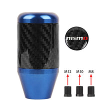 Load image into Gallery viewer, Brand New Universal Nismo Blue Real Carbon Fiber Racing Gear Stick Shift Knob For MT Manual M12 M10 M8
