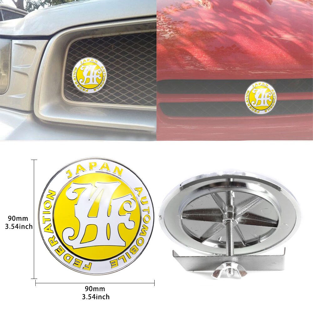 Brand New Universal Japan Automobile Federation JDM JAF Yellow Emblem Badge For Toyota Front Grille