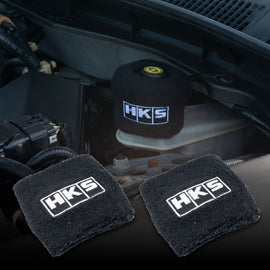 Brand New 2PCS Racing HKS Black Car Reservoir Tank Oil Cover Sock Racing Tank Sock
