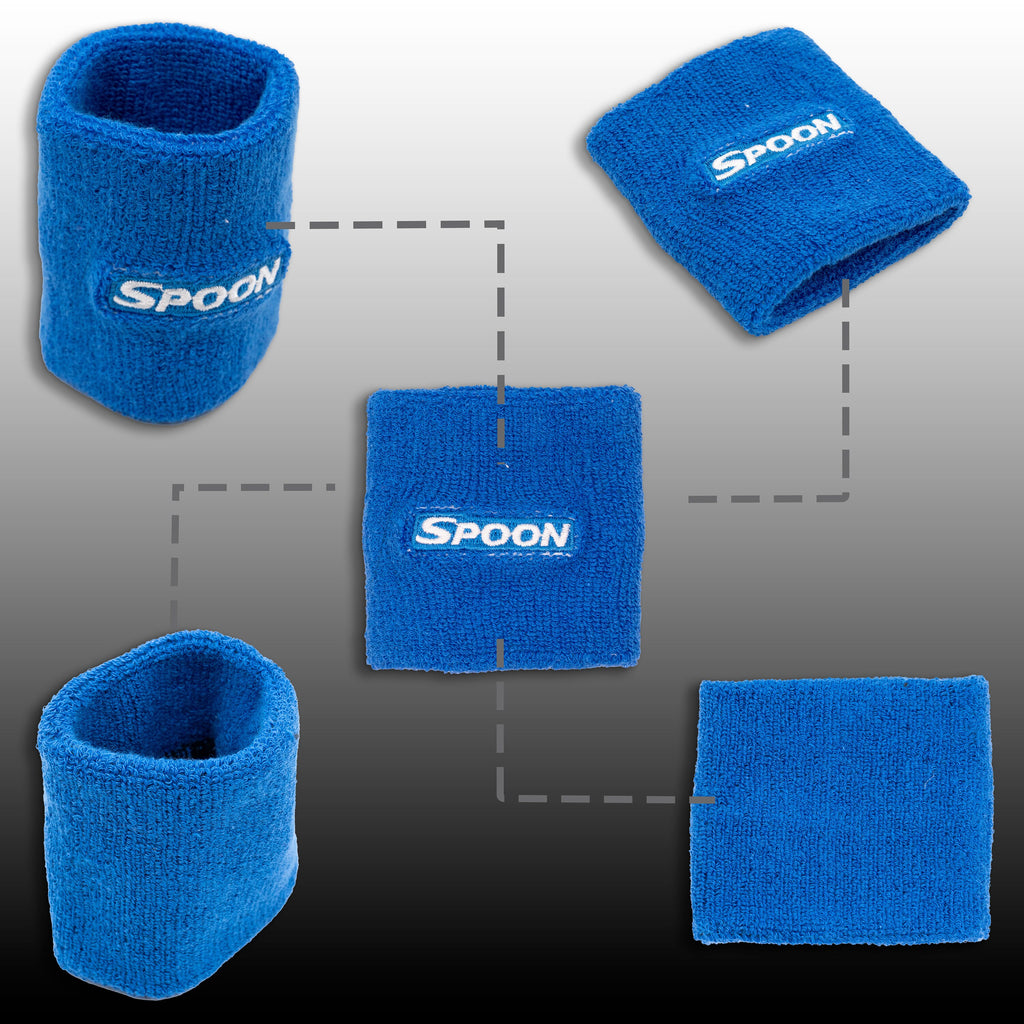 Brand New 2PCS Racing Spoon Sports Blue Car Reservoir Tank Oil Cover Sock Racing Tank Sock