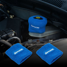 Brand New 2PCS Racing Spoon Sports Blue Car Reservoir Tank Oil Cover Sock Racing Tank Sock