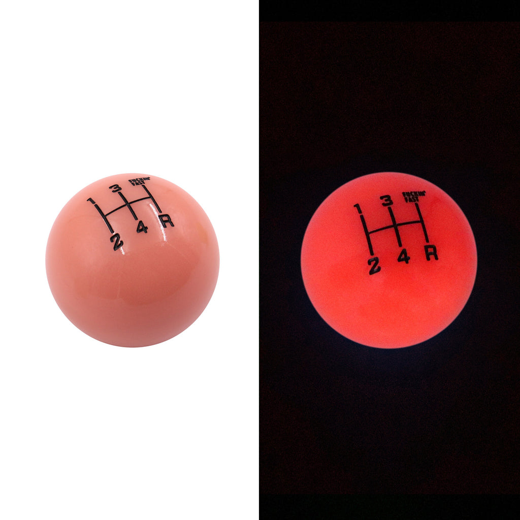 Brand New Universal 5 Speed Fuckin' Fast Round Glow in The Dark Red Ball Gear Shift Knob Lever M8 M10 M12 Thread