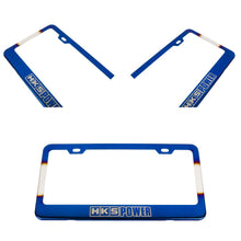 Load image into Gallery viewer, Brand New 1PCS HKS POWER Burnt Blue Stainless Steel Metal License Plate Frame W/ Screw Caps