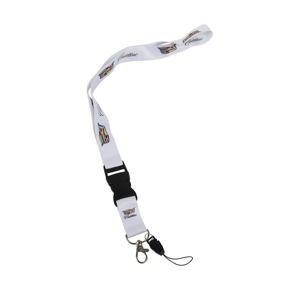 Brand New Jdm Cadillac Racing White Double Sided Printed NYLON Lanyard Neck Strap KeyChain Quick Release