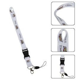 Brand New Jdm Cadillac Racing White Double Sided Printed NYLON Lanyard Neck Strap KeyChain Quick Release