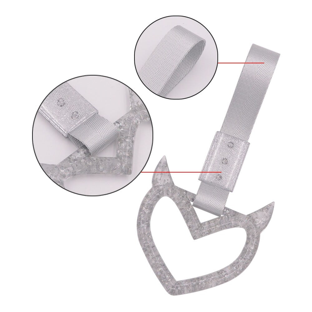 Brand New Devil Ralliart Demon Heart Silver JDM TSURIKAWA Ring Subway Train Bus Handle Strap Charm Drift
