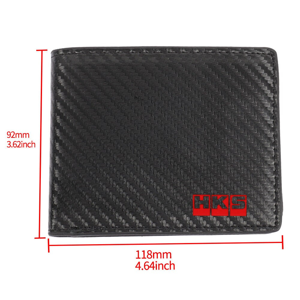 Brand New HKS Men's Carbon Fiber Leather Bifold Credit Card ID Holder Wallet US