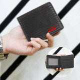 Brand New HKS Men's Carbon Fiber Leather Bifold Credit Card ID Holder Wallet US