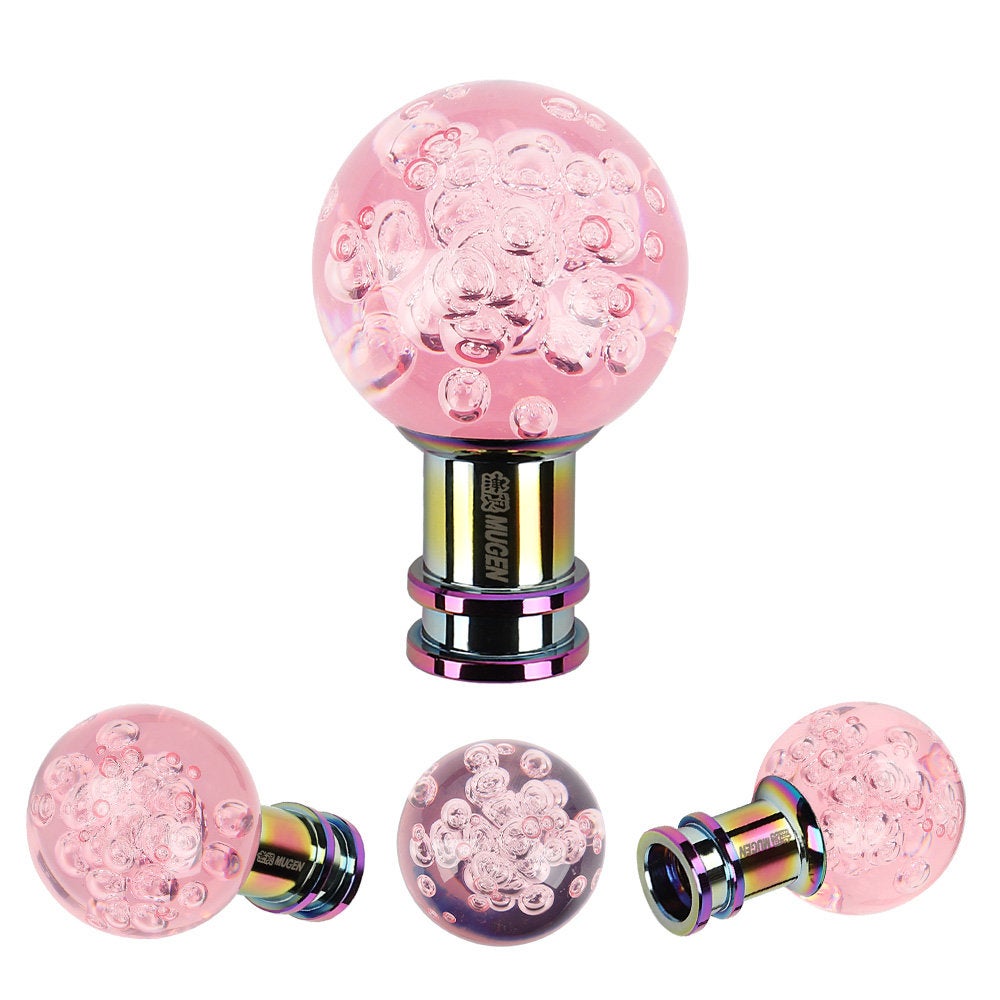 Brand New Mugen Universal Jdm Round Ball Crystal Pink Bubble Manual Car Racing Gear Shift Knob Shifter M12 M10 M8