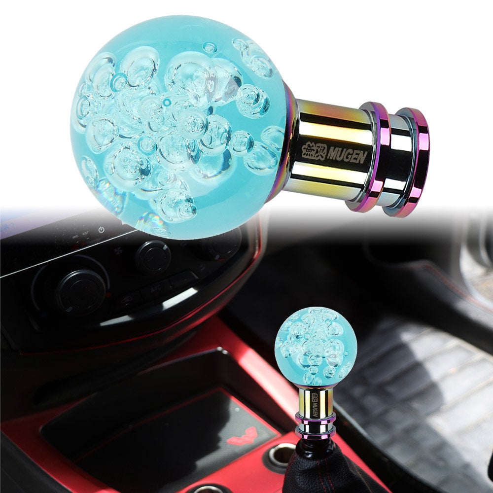 Brand New Mugen Universal Jdm Round Ball Crystal Teal Bubble Manual Car Racing Gear Shift Knob Shifter M12 M10 M8