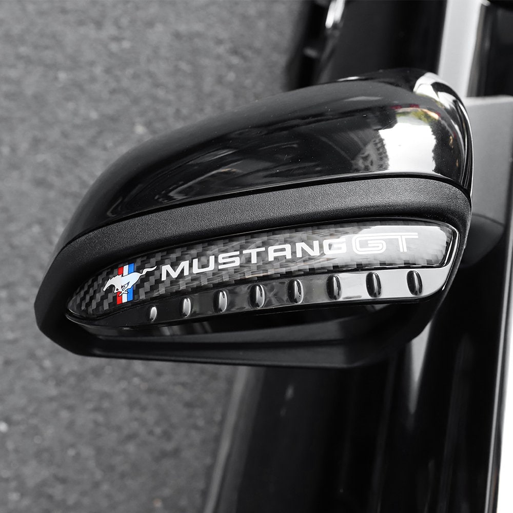 Brand New 2PCS Universal Mustang GT Carbon Fiber Rear View Side Mirror Visor Shade Rain Shield Water Guard