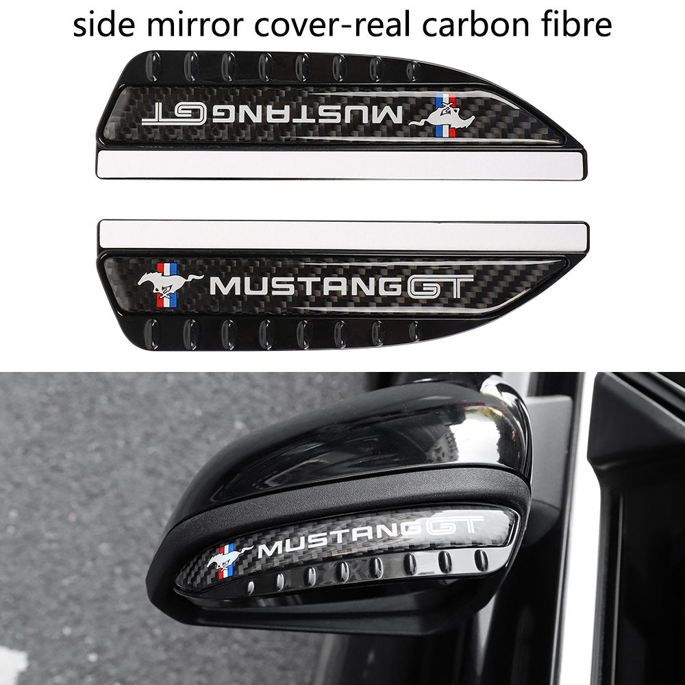 Brand New 2PCS Universal Mustang GT Carbon Fiber Rear View Side Mirror Visor Shade Rain Shield Water Guard