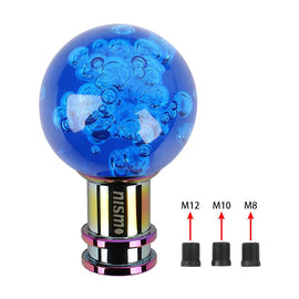 Brand New Nismo Universal Jdm Round Ball Crystal Blue Bubble Manual Car Racing Gear Shift Knob Shifter M12 M10 M8