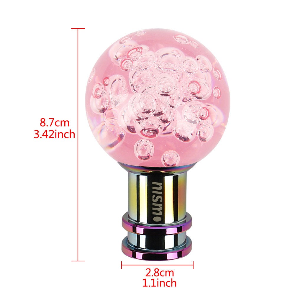 Brand New Nismo Universal Jdm Round Ball Crystal Pink Bubble Manual Car Racing Gear Shift Knob Shifter M12 M10 M8