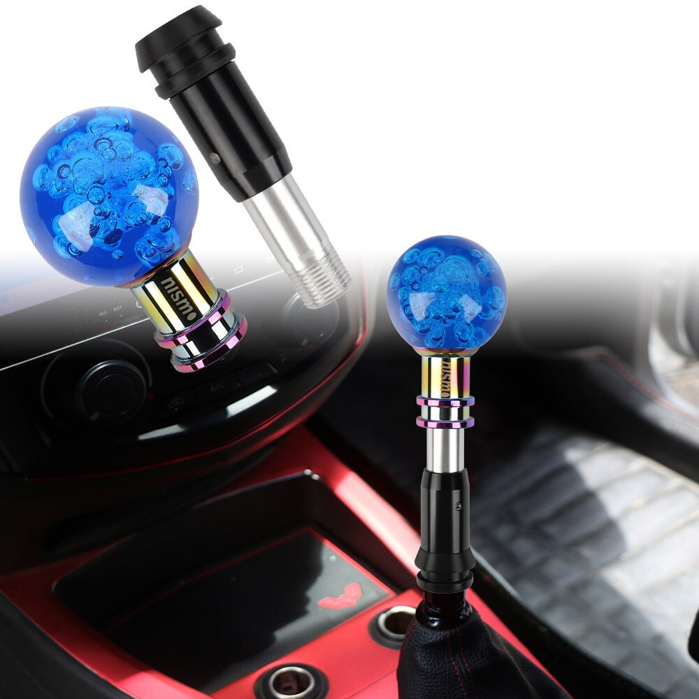 Brand New Universal Jdm Nismo Round Ball Blue Crystal Bubble Automatic Car Racing Gear Shift Knob Shifter M12 M10 M8