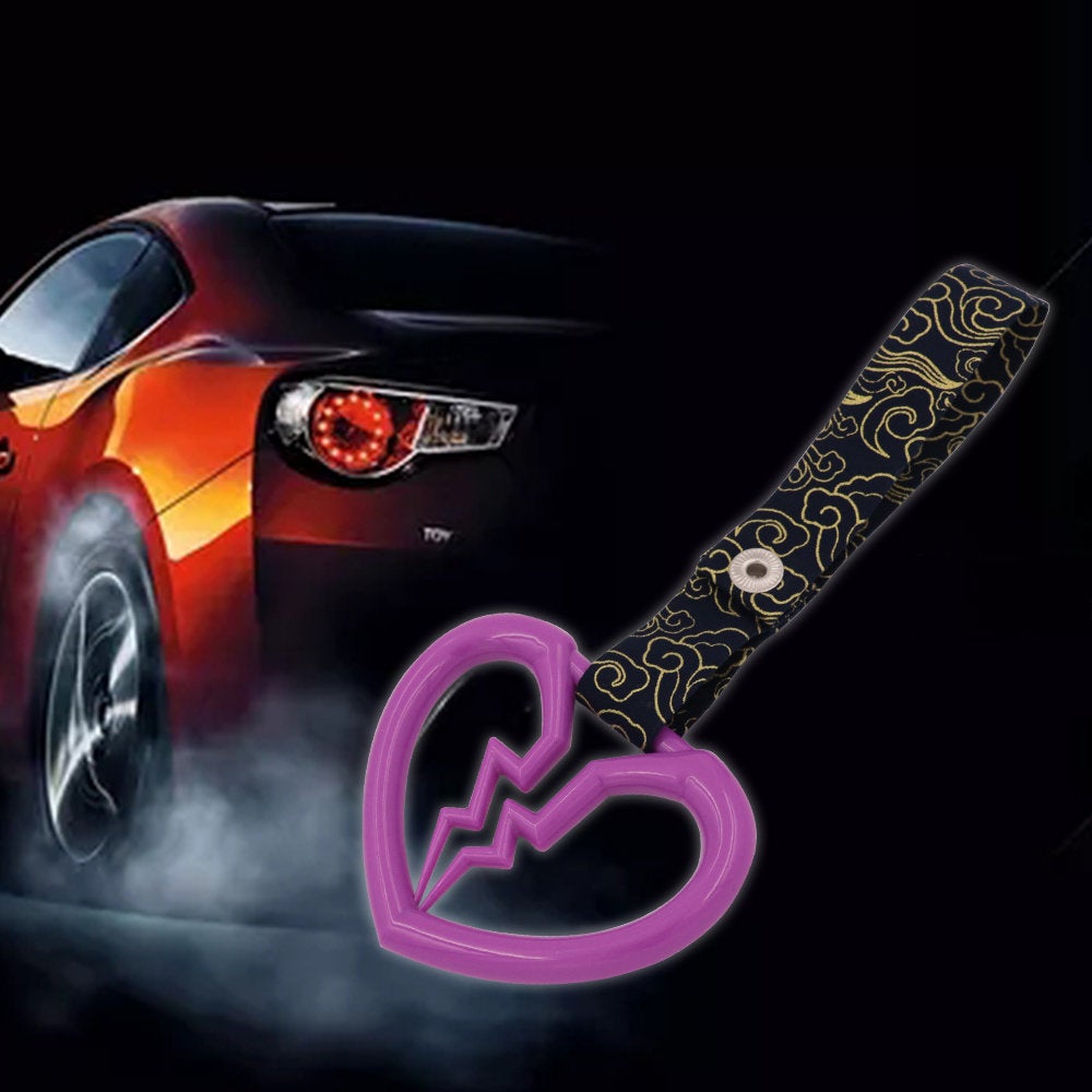 Brand New Broken Heart Shape Purple JDM TSURIKAWA Ring Subway Train Bus Handle Strap Charm Drift