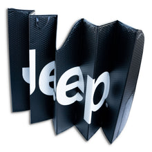 Load image into Gallery viewer, BRAND New Jeep Plasticolor Official License Product Black Matte Finish Sunshade Car Truck or SUV Front Jeep Letters Windshield