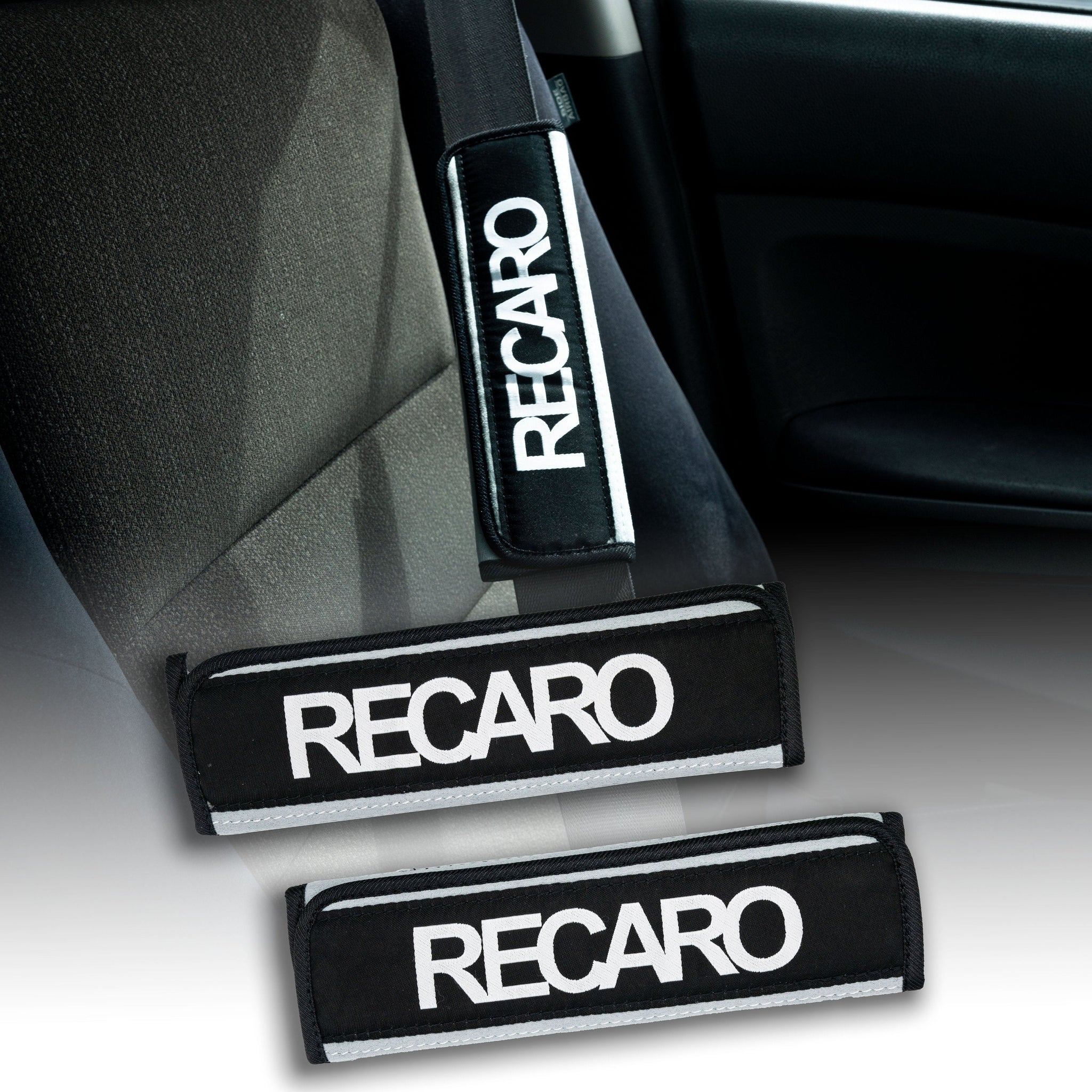 BRAND NEW 2PCS RECARO Silver / Black Car Seat Belt Cover Pads Shoulder – JK  Racing Inc