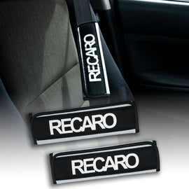 BRAND NEW 2PCS RECARO Silver / Black  Car Seat Belt Cover Pads Shoulder Pad Cushion